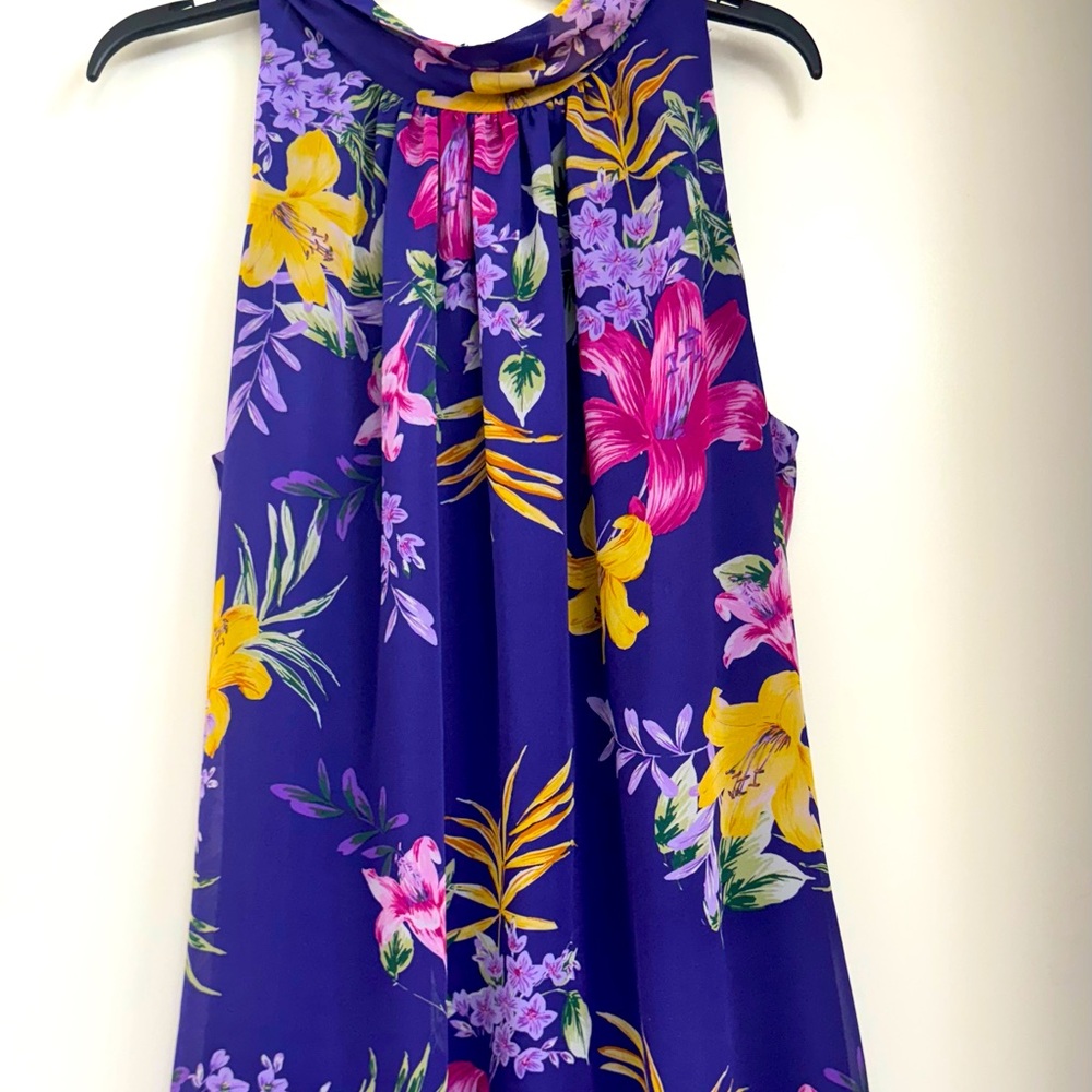 New York & Company Eva Mendez Floral Dress in Purple and Yellow